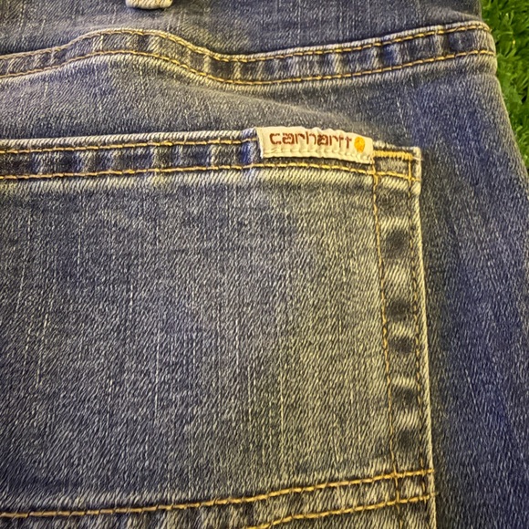 Womens Carhartt Slim Fit Skinny Leg Blue Denim Jeans 8 Tall Western Work - Picture 9 of 10